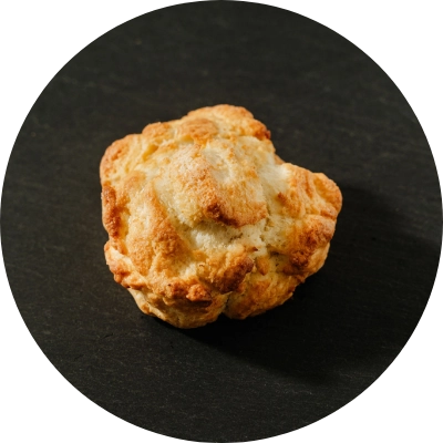 Classic scone topped with cinnamon sugar.