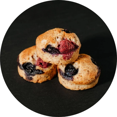 Small French tea cakes with berries.